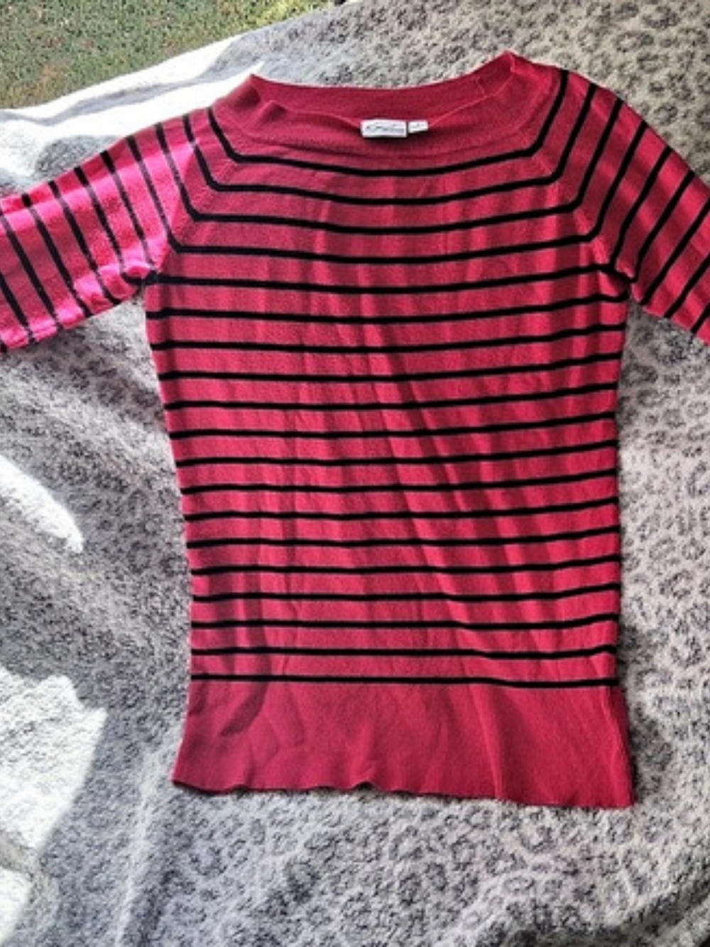 Kim Rogers Striped Sweater Pink & Black Small